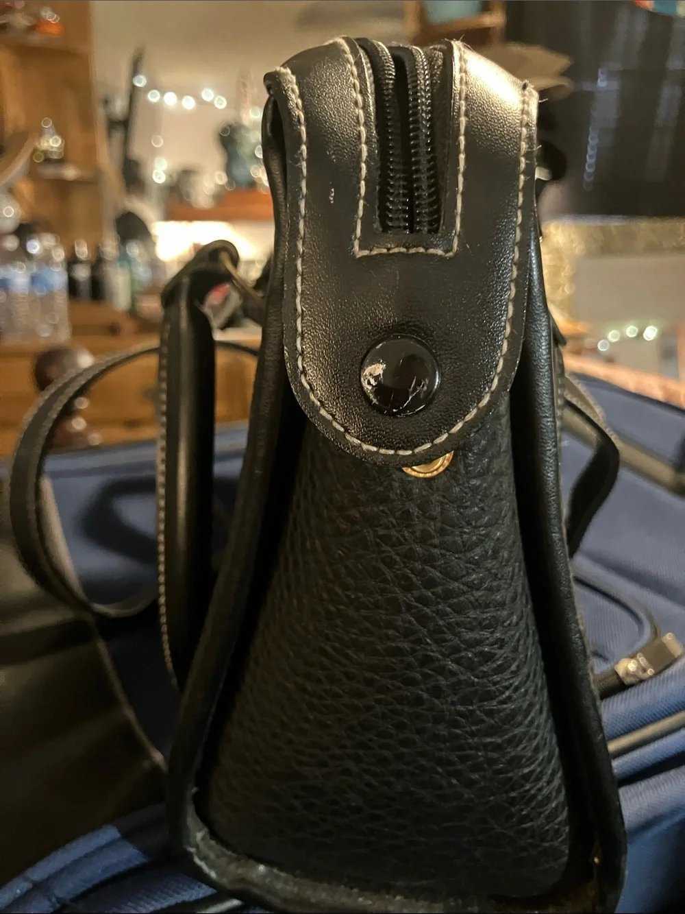 Vintage Dooney & Bourke leather satchel, black pebble leathered